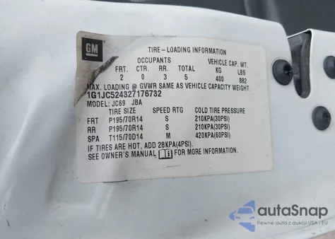 2002 Chevrolet Cavalier из США, поврежденный, VIN 1G1JC524327176732